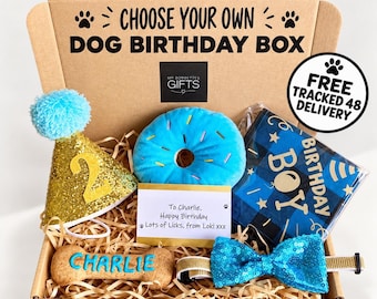 Personalised Dog Birthday Gift Box - Bandana, Bow Tie & Toy Options