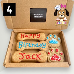 Pawty Paws, Doggy bone gift, Tasty Biscuit, Sugar Free Icing, Personalised Message, Dog Biscuits, Dog Treat Box Gift U.K. Personalised Gift 4