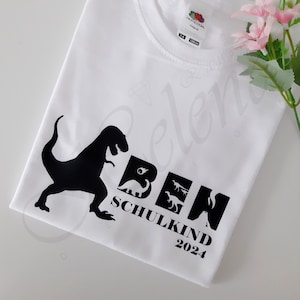 Personalized children's T-shirt for back to school. School child 2024 or daycare child 2024 with desired name and dinosaur - T-Rex - Tyrannosaurus