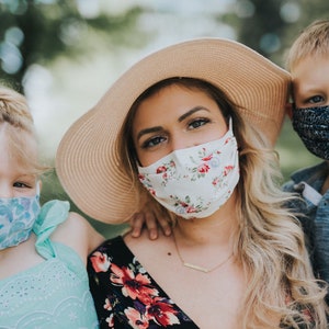 Face Mask \ 100% Cotton \ Filter Pocket and Nose Wire \ Stretch Cotton Ear Loops \ Washable \ Reversible and Reusable