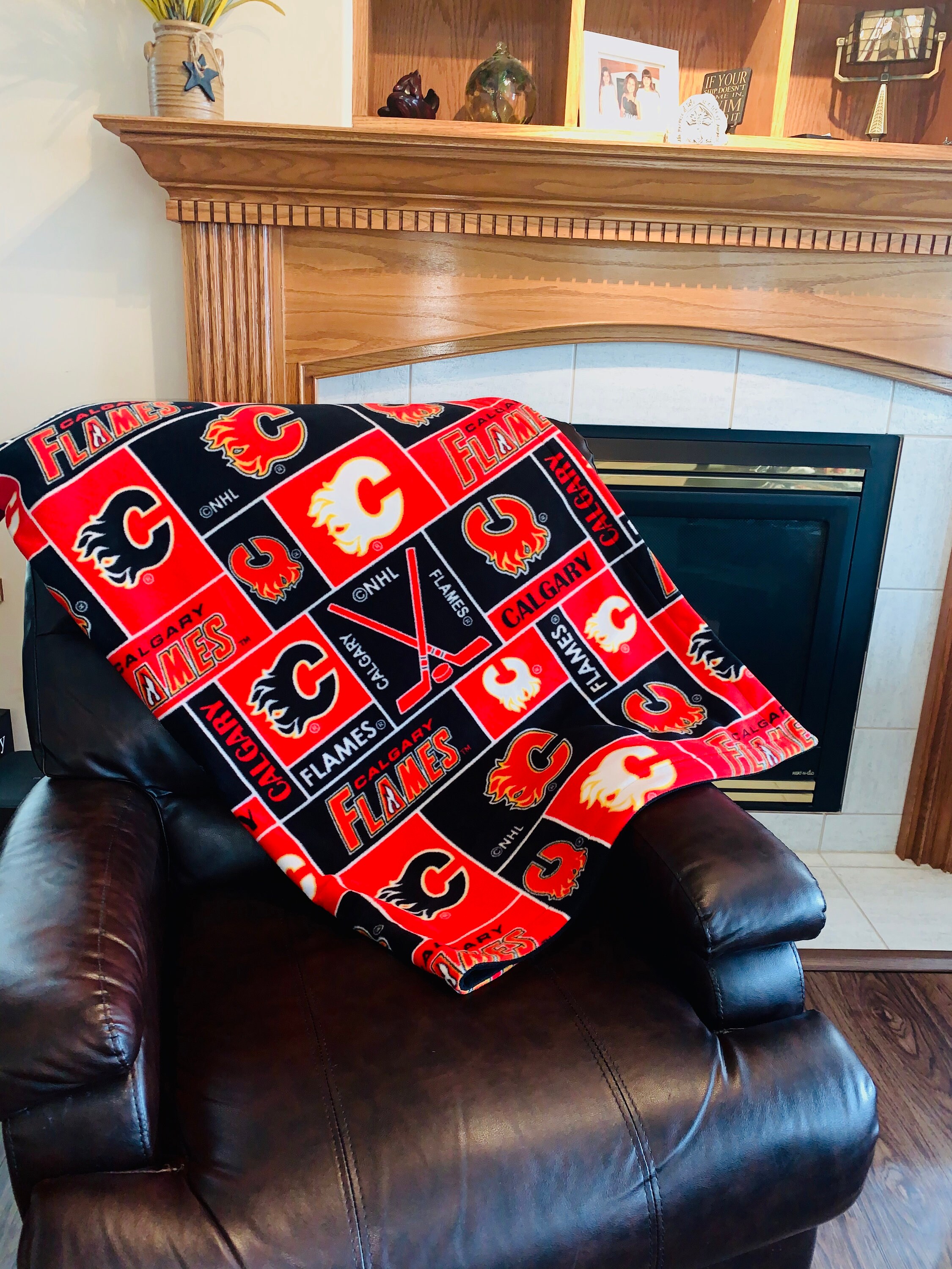 NHL Blanket Calgary Etsy