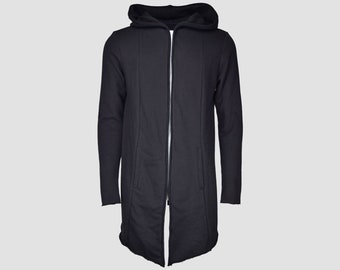 long hooded jacket men