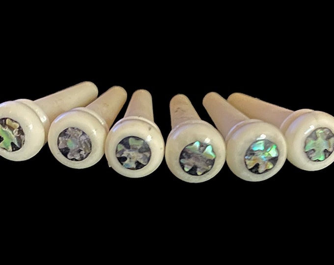 Bone Bridge Pins With Ab. Clovers Set of 6 Made in USA Size 2A Will Fit