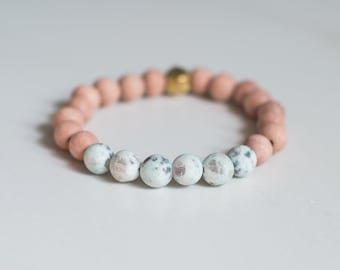 Kiwi Jasper ~ Pulsera de piedras preciosas ~ Pulsera difusora ~ Aromaterapia ~ Aceites esenciales