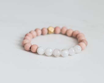 Piedra lunar ~ Pulsera de piedras preciosas ~ Pulsera difusora ~ Aromaterapia ~ Aceites esenciales