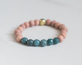 Jade azul ~ Pulsera de piedras preciosas ~ Pulsera difusora ~ Aromaterapia ~ Aceites esenciales