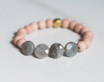 Labradorita ~ Pulsera de piedras preciosas ~ Pulsera difusora ~ Aromaterapia ~ Aceites esenciales