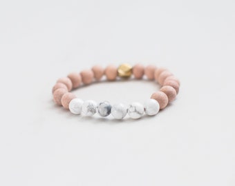 Howlita blanca ~ Pulsera de piedras preciosas ~ Pulsera difusora ~ Aromaterapia ~ Aceites esenciales