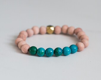 Crisocola ~ Pulsera de piedras preciosas ~ Pulsera difusora ~ Aromaterapia ~ Aceites esenciales