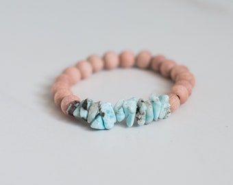 Larimar Dominicano ~ Pulsera de Piedras Preciosas ~ Pulsera Difusora ~ Aromaterapia ~ Aceites Esenciales
