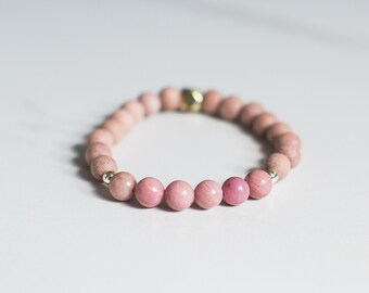 Pulsera de rodonita - Pulsera difusora - Aromaterapia - Aceites esenciales