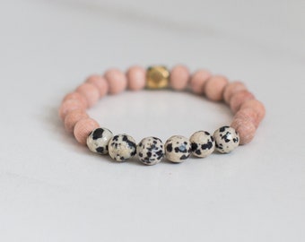 Jaspe dálmata ~ Pulsera de piedras preciosas ~ Pulsera difusora ~ Aromaterapia ~ Aceites esenciales
