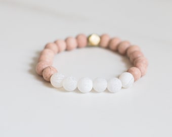 Pulsera de piedras preciosas de ágata de encaje ~ Pulsera difusora ~ Aromaterapia ~ Aceites esenciales