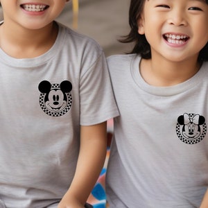 Checkered Mickey Minnie Comfort Colors® Shirt, Vintage Mickey Minnie Shirt, Retro Disney Couple Shirt, Disney Mouse Shirt, Disneyland hoodie