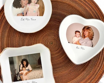 Personalized Mom Photo Ring Dish, Custom I Love You Mom Jewelry Holder, Mother Daughter Keepsake Tray, Meaningful Mothers Day Gift For Mom