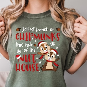 Chip & Dale Christmas Comfort Colors Shirt, Christmas Disney Family Vacation T-shirt, Chipmunks Gifts, Snowmen, Snowflake, Double Trouble Te