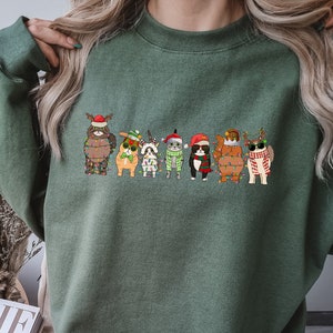 Christmas Cats Comfort Colors Sweatshirt, Happy Cat Year Shirt, Cat Santa Sweatshirt, Cat Lover Christmas Shirt, Funny Christmas Cat Shirt,