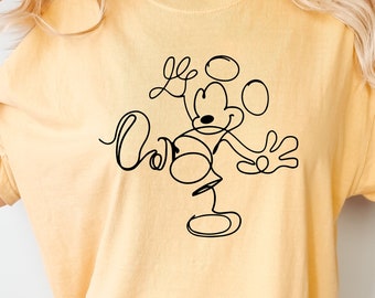 Mickey Mouse Adult Comfort colors t-shirt, Line Sketch Drawing, Disney Trip Matching Shirts, Mickey Outline tee, Mickey line sweatshirt, tee