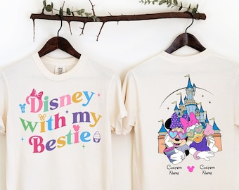 Minnie Mouse and Daisy Bestie Comfort Colors Shirt, Disney Besties Girls Trip Shirt, Best Friends Gift Shirt, Custom name Disney Sweatshirt