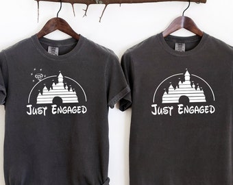 Just Engaged Comfort colors Shirt, Couples Disneyland Shirt, Matching Engagement Shirt, Disney Mrs Shirt, Honeymoon, Engagement Party Shirts