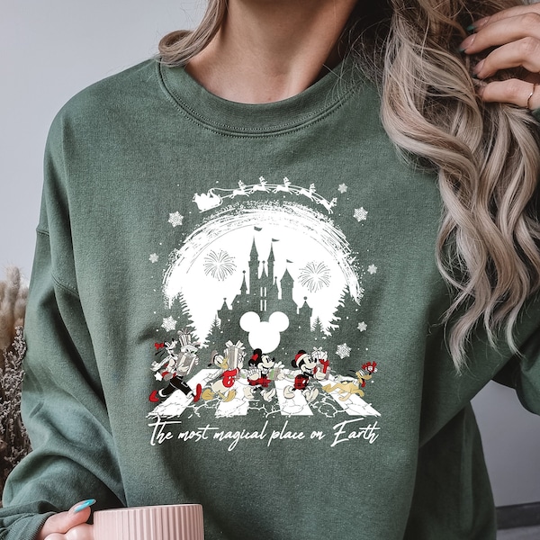 Mickey And Friend Christmas Comfort Colors Sweatshirt, Disney Family Christmas, Disney Xmas Tee, The Most Magical Place On Earth Shirt, gift