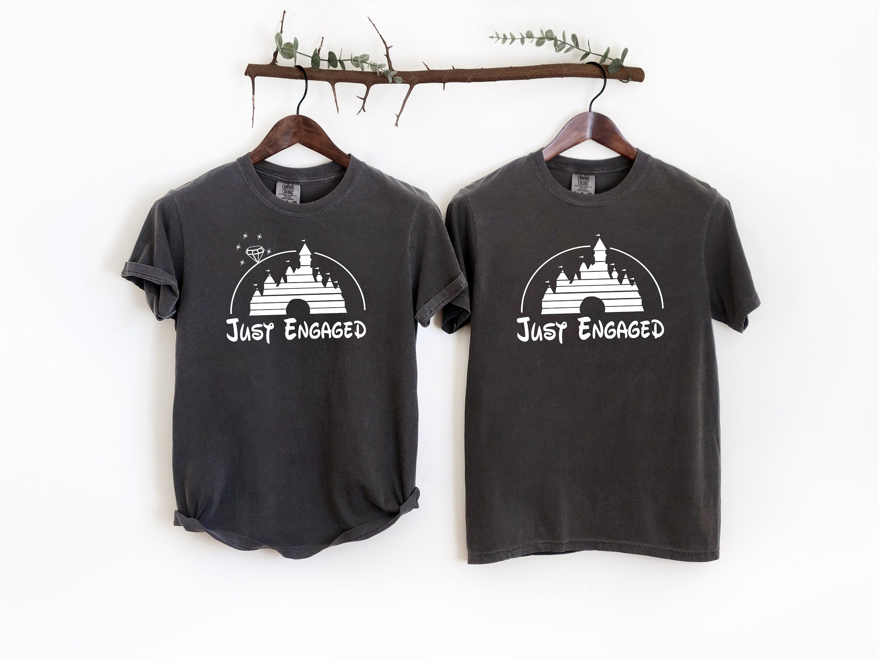 Just Engaged Comfort Colors Shirt Couples Disneyland Shirt Matching Engagement Shirt Disney Mrs Shirt Honeymoon Engagement Party Shirts Etsy