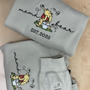 Embroidered Mama Sweatshirt, Custom Mothers Day Gifts for Mama,  Embroidered Mama Bear Comfort colors Shirt with kids names, New Mom Gifts