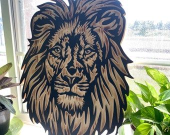 Lion Face Wall Hanging, Animal Art, Animal Wall Hangings, Wall Decor, Geometric Animal