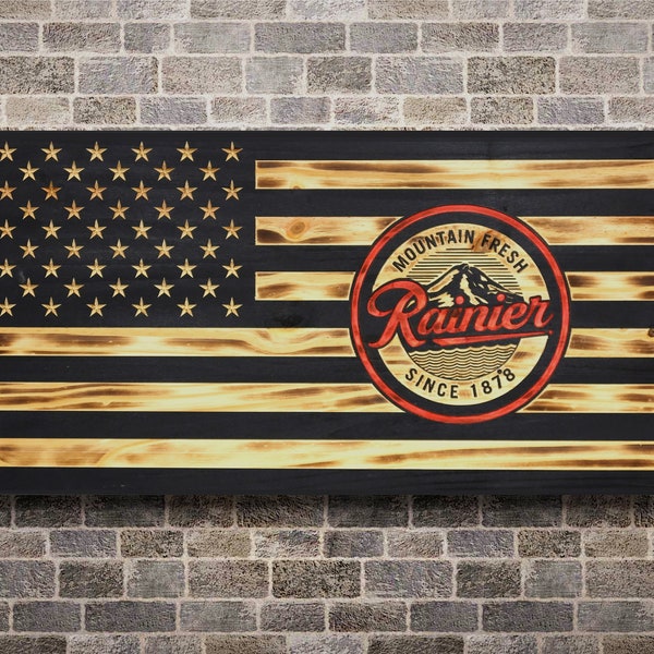 Rainier Beer Flag, 30"x16" American Flag, Rainier Beer, American Flag,