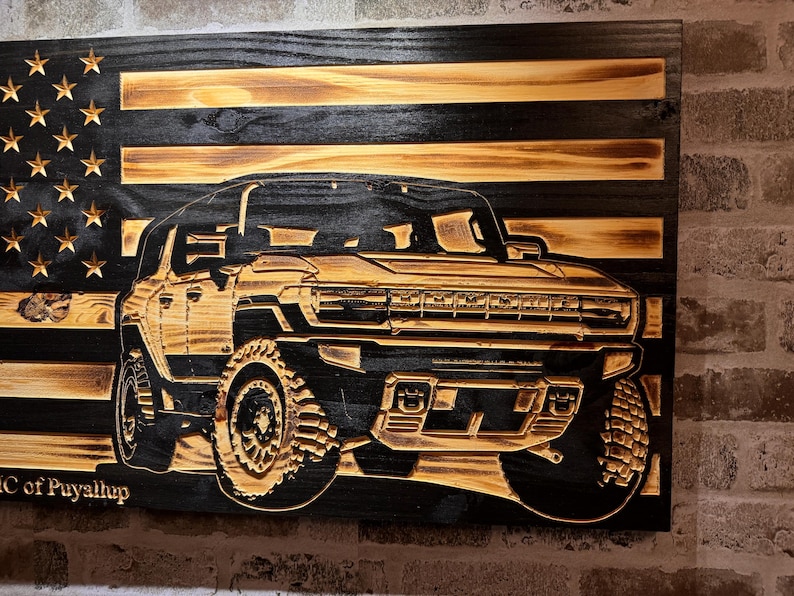 Handcrafted Pine Wood American Flag, GMC HUMMER EV - Etsy