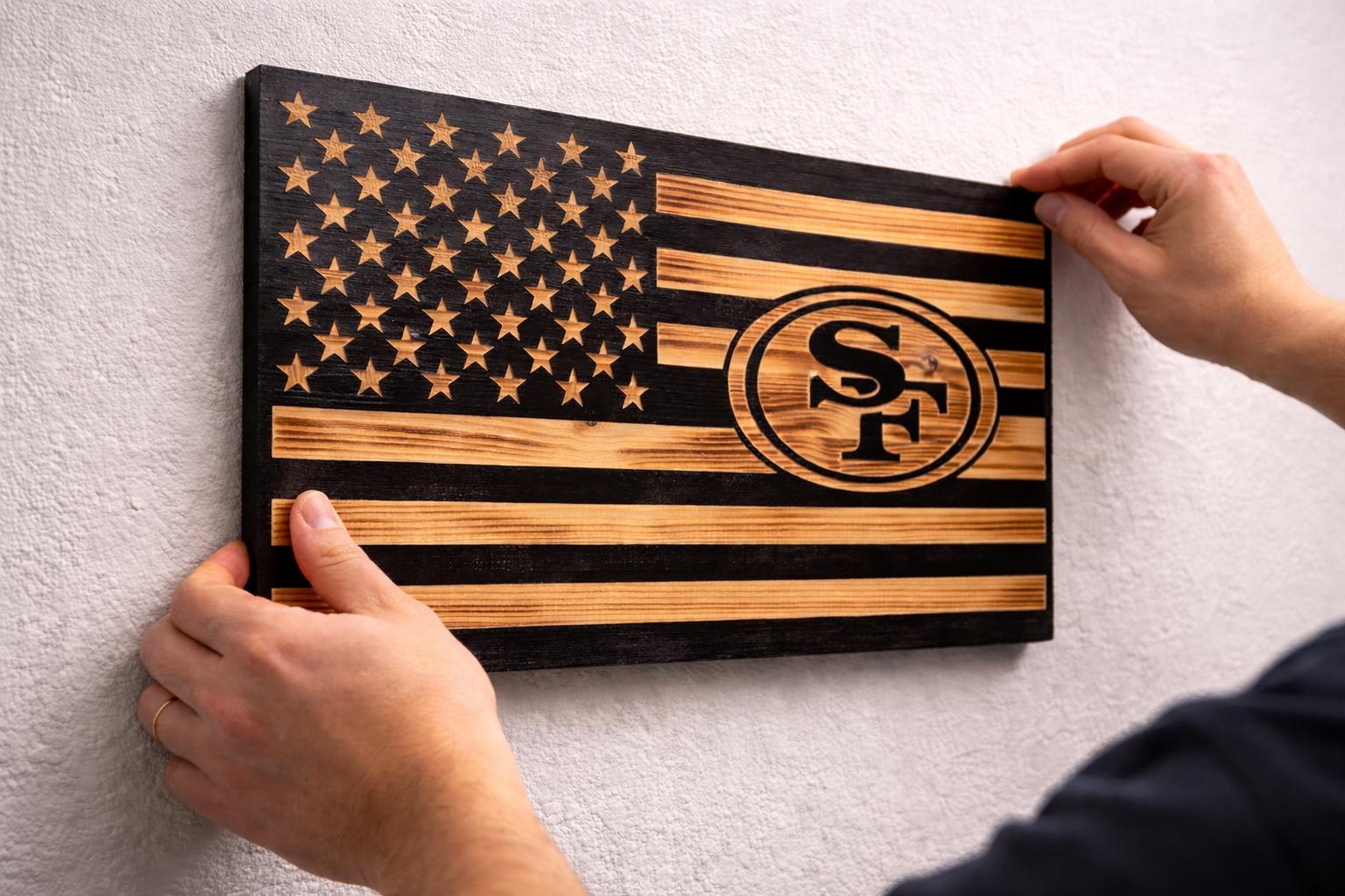 San Francisco 49ers Wooden Flag | NFL Wall Art | Rustic Pine Wood Sign ...