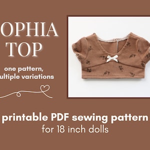 Sophia Top PDF Printable Sewing Pattern for 18 Inch Dolls