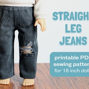 Straight Leg Jeans PDF Printable Sewing Pattern for 18 Inch Dolls