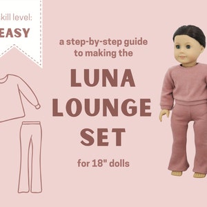 Luna Lounge Set PDF Printable Sewing Pattern for 18 inch dolls