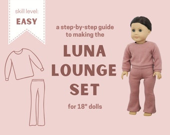 Luna Lounge Set PDF Printable Sewing Pattern for 18 inch dolls