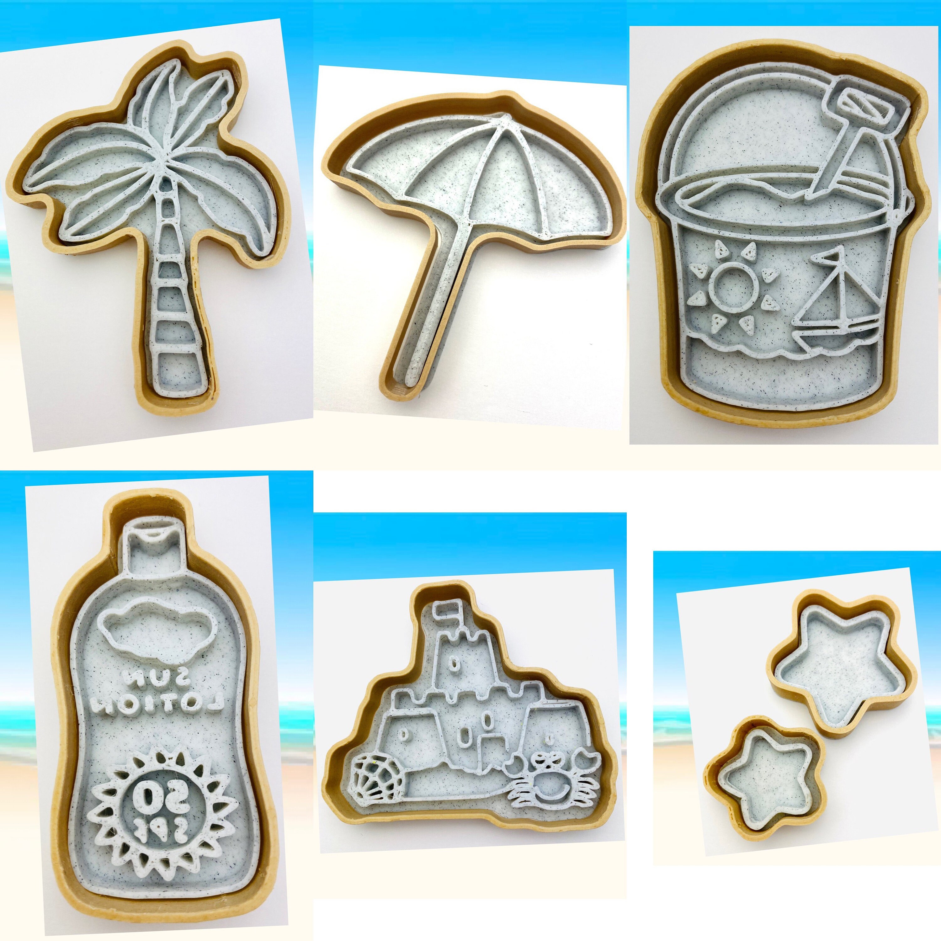 Set of 6 Beach Theme Cookie Cutters Etsy