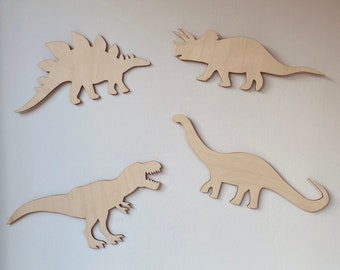 Dinosaur wall decoration set of 4 / T-Rex, Triceratops, / dinosaur children's room made of wood