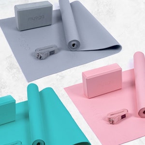 Yoga Starter Kit - Yogamatte, Block und Gurt perfekt für Anfänger in Yoga, Pilates, Gesundheit & Fitness - Schönes Geschenk