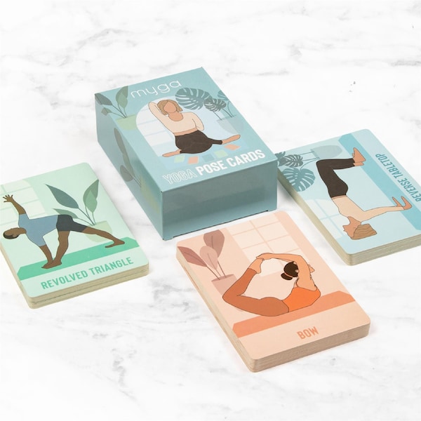 Yoga Pose Cards - 70 Exercise Cards for Yoga and Fitness - Asana Flashcards to Improve Health and Flexibility