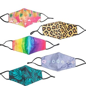 Myga Face Masks - Multi-Pack Washable Reusable Fabric Masks with Adjustable Ear Loop and Filter Pocket for Adults - Natural Bamboo & Cotton