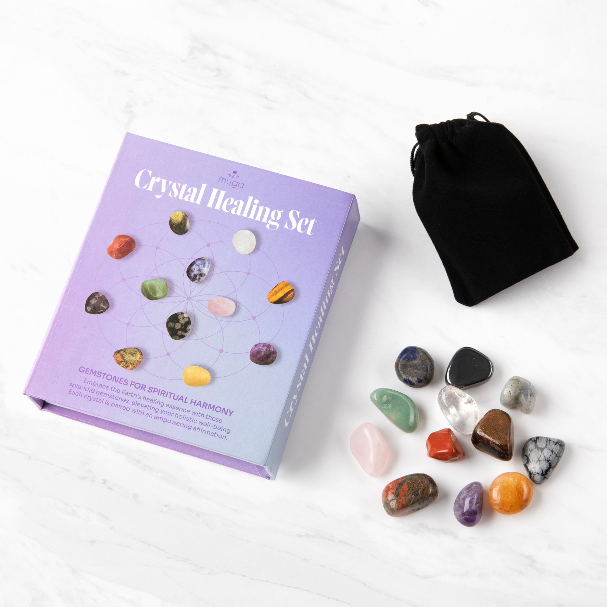 Crystal Healing Gift Set with 12 Gemstones for Holistic Wellness