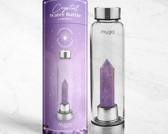 Amethyst Crystal Glass Water Bottle