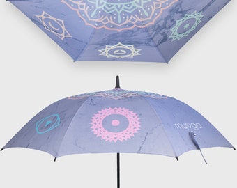 Chakra Windproof Umbrella, Oversize Automatic Open Umbrella, Cork Handle Umbrella