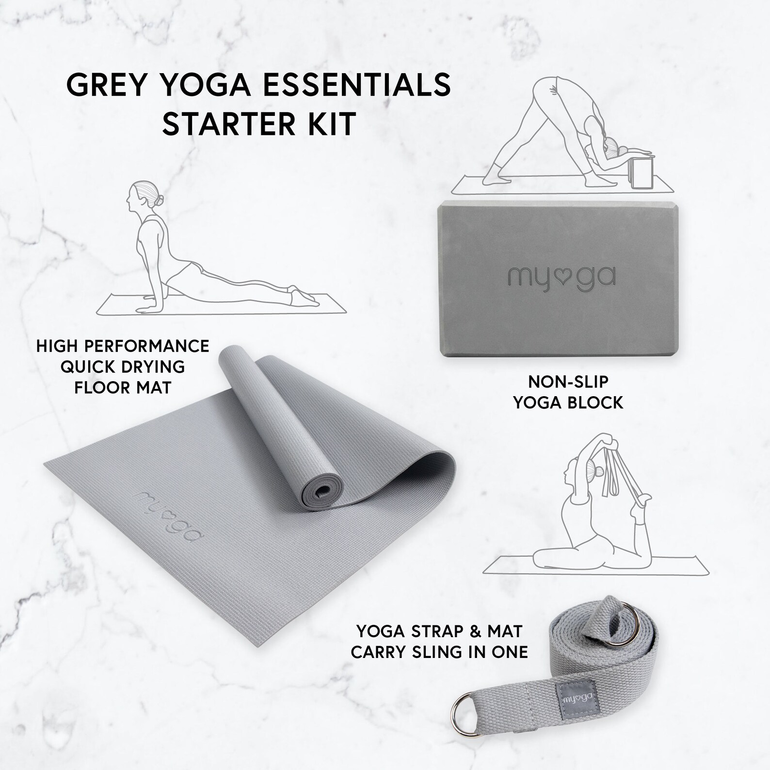 Yoga Starter Kit Yoga Mat Yoga Block Yoga Strap Beginners Etsy