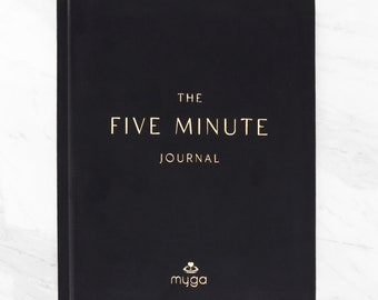 Diario de cinco minutos - Cuaderno de tapa dura de gamuza A5 Diario sin fecha Rastreador consciente diario Reflexión semanal Afirmación Gratitud