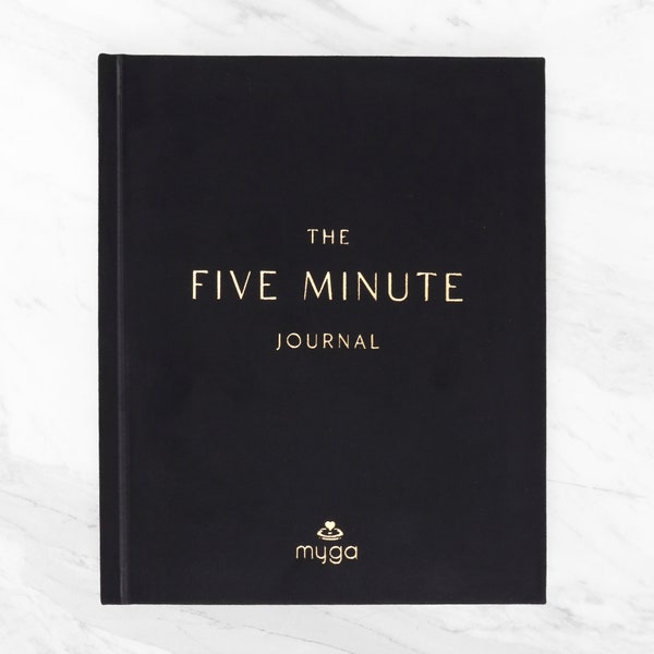 Five Minute Journal - A5 Suede Hardback Notebook Undated Diary Daily Mindful Tracker Weekly Reflection Affirmation Gratitude