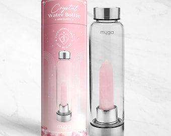 Rose Quartz Crystal Glass Water Bottle