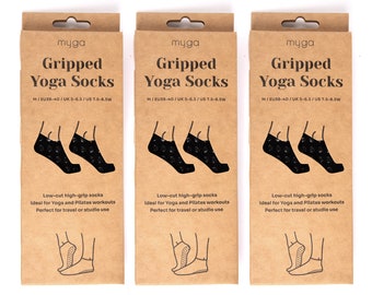 Myga Yoga Socks - 3 Pairs of Non Slip Grip Socks for Yoga, Pilates and Dance with Gel Soles for Barefoot Workouts - Ideal for Home and Gym