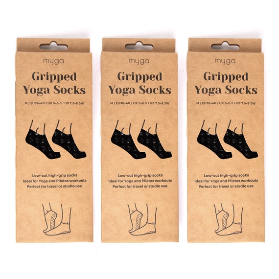Myga Yoga Socks 3 Pairs of Non Slip Grip Socks for Yoga, Pilates and Dance  With Gel Soles for Barefoot Workouts Ideal for Home and Gym 