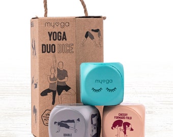 Yoga Duo Dice - Exercise Fun Foam Dice for Adults, 2 Pose Dice and 1 Action Dice - Set of 3 Yoga Dice, Workout Fun Fitness Dice Yoga Games